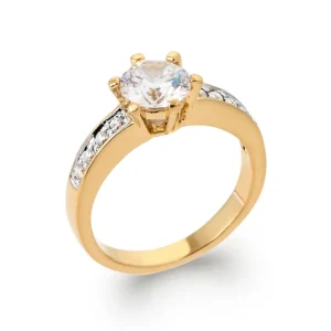 Bague solitaire plaqué or anneau microserti