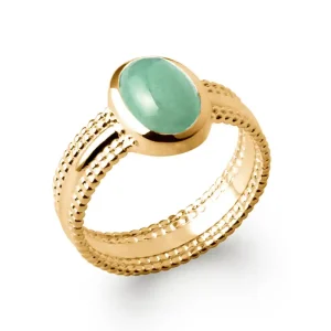 Bague solitaire plaqué or aventurine