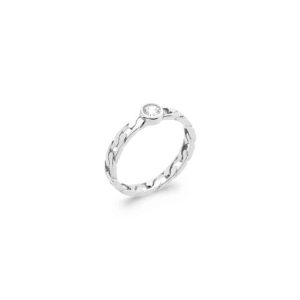 Bague chaîne solitaire tendance argent rhodié