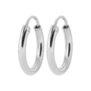Boucles d’oreilles créoles 14 mm argent rhodié