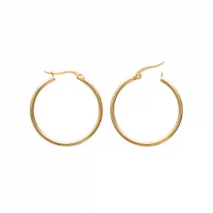 Boucles d’oreilles créoles 30 mm acier inoxydable doré