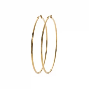 Boucles d’oreilles créoles 70 mm acier inoxydable doré