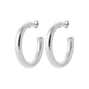 Boucles d’oreilles créoles argentées 40 mm acier inoxydable