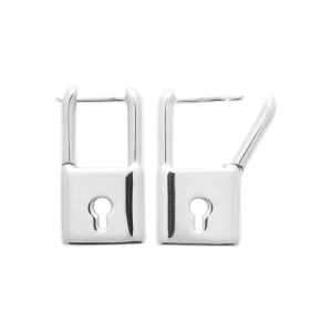 Boucles d’oreilles créoles cadenas argent rhodié