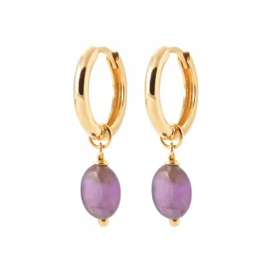 Boucles d’oreilles créoles pampilles améthystes