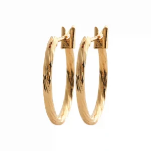 Boucles d’oreilles créoles striées 16 mm plaqué or