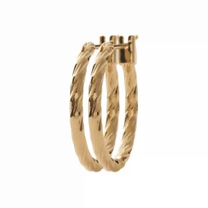 Boucles d’oreilles créoles torsadées 20 mm plaqué or