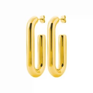 Boucles d’oreilles pendantes dorées tuba acier inoxydable