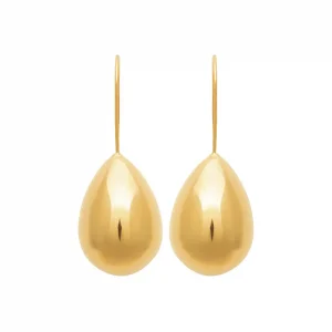 Boucles d’oreilles pendantes goutte bombée acier inoxydable doré