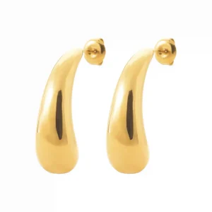 Boucles d’oreilles pendantes goutte incurvée acier inoxydable doré
