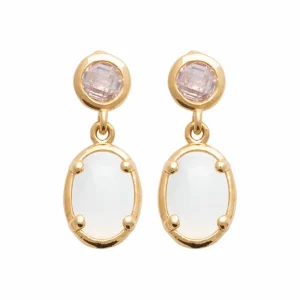 Boucles d’oreilles pendantes pierre de lune ovale