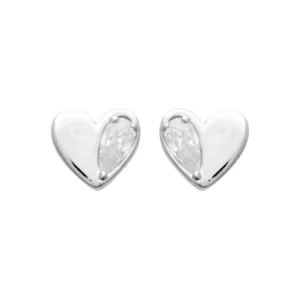 Boucles d’oreilles puces coeur argent rhodié Désirée