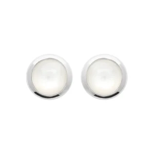 Boucles d’oreilles puces pierre de lune argent rhodié