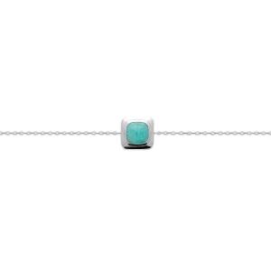Bracelet argent rhodié amazonite turquoise carrée