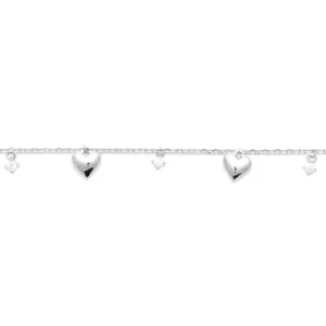 Bracelet argent rhodié breloques coeur et zircon