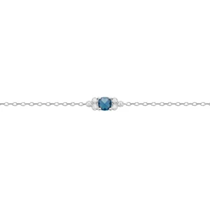 Bracelet argent rhodié cristal bleu et diamants synthétiques
