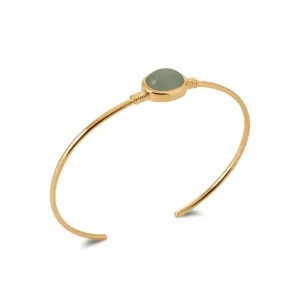 Bracelet jonc aventurine plaqué or Ava