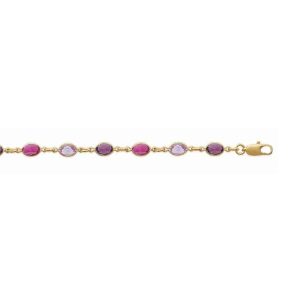 Bracelet cristaux tons violets plaqué or