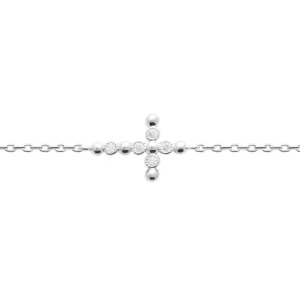 Bracelet croix perles et zircons argent rhodié