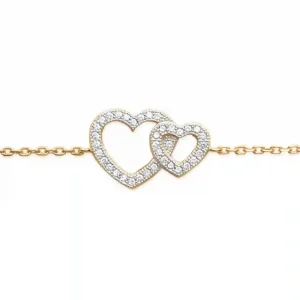 Bracelet double coeur plaqué or