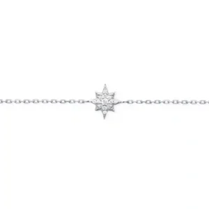 Bracelet étoile argent rhodié diamants synthétiques