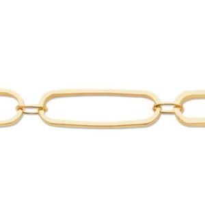 Bracelet grands maillons rectangulaires plaqué or