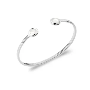 Bracelet jonc argent rhodié pierre de lune Lola