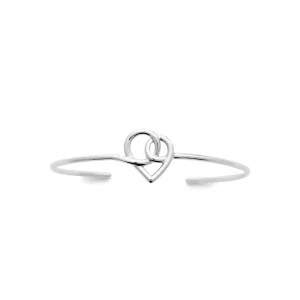 Bracelet jonc coeur entrelacé argent rhodié