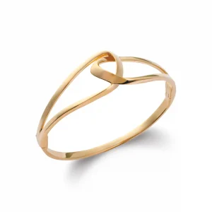 Bracelet jonc lignes entrelacées plaqué or