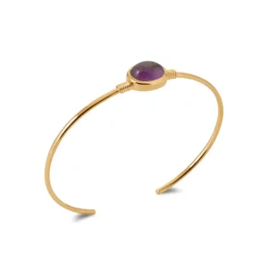 Bracelet jonc plaqué or améthyste ovale