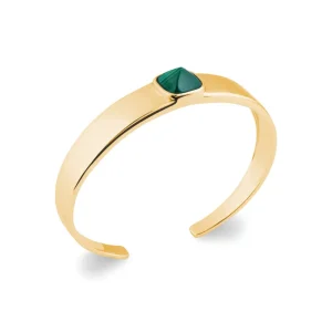 Bracelet jonc plaqué or malachite