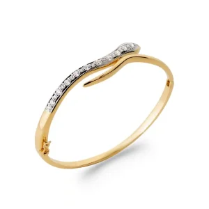 Bracelet jonc serpent plaqué or