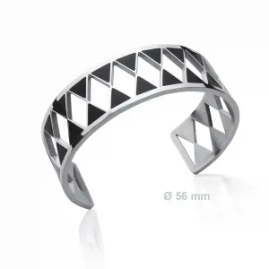Bracelet manchette acier inoxydable triangle laque noire