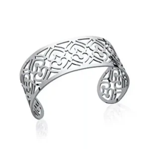 Bracelet manchette ajouré coeurs acier inoxydable
