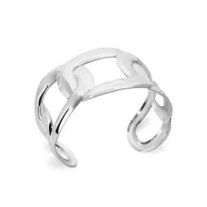 Bracelet manchette maillons oversize acier inoxydable argenté