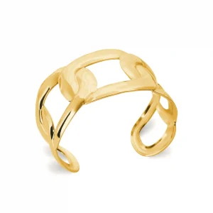 Bracelet manchette maillons oversize acier inoxydable doré