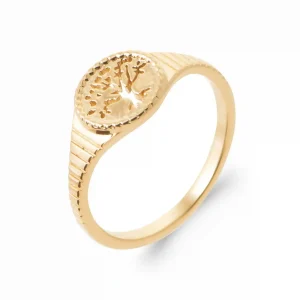 Chevalière arbre de vie plaqué or