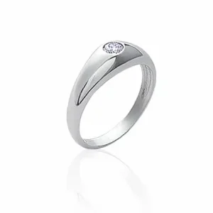 Chevalière argent rhodié diamant synthétique