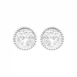 Clous d’oreilles arbre de vie argent rhodié