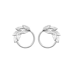 Clous d’oreilles cercles laurier argent rhodié