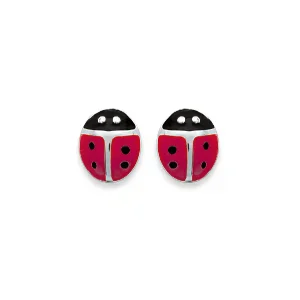 Clous d’oreilles coccinelle argent rhodié