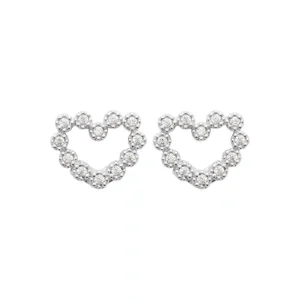 Clous d’oreilles coeur argent rhodié zircons encapsulés