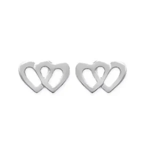 Boucles d’oreilles puces coeur en double argent rhodié