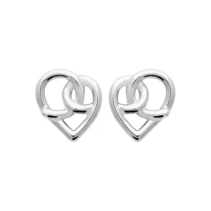 Clous d’oreilles coeur entrelacé argent rhodié