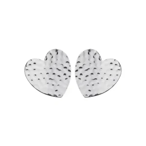 Clous d’oreilles coeur martelé argent rhodié