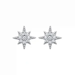 Clous d’oreilles étoile argent rhodié diamants synthétiques