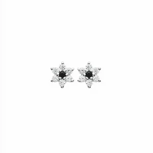 Clous d’oreilles motif floral scintillant argent rhodié