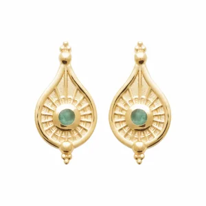 Clous d’oreilles plaqué or pierre aventurine