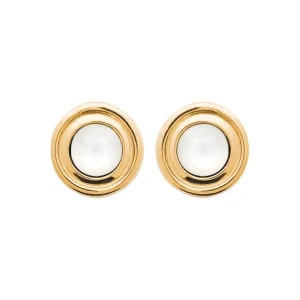 Clous d’oreilles plaqué or pierre de lune Lola