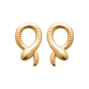 Clous d’oreilles serpent plaqué or Nagini